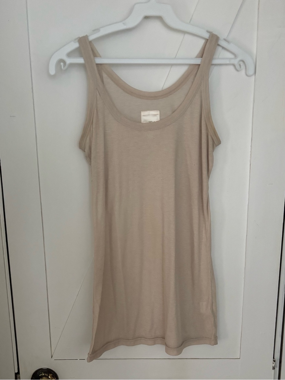 ZDA Size S Beige Taupe Ribbed Long Tank Top Tunic